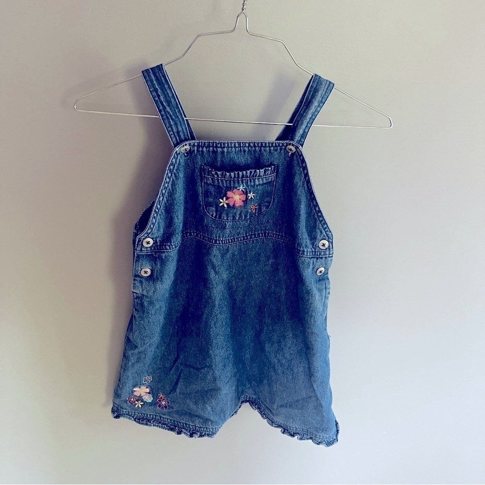 Vintage Style Denim Dress with Flowers Embroidered Toddler Girls 4-5 yrs